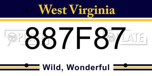 887F87 West Virginia License Plate