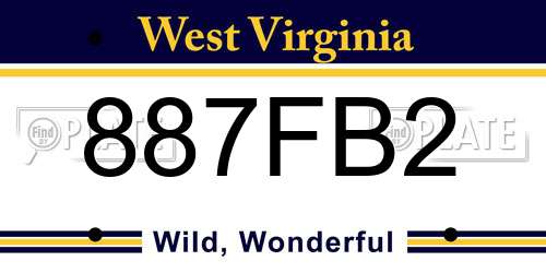 887FB2 West Virginia License Plate