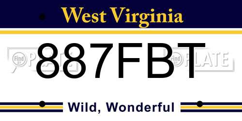 887FBT West Virginia License Plate
