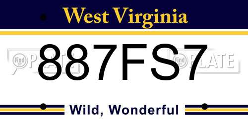 887FS7 West Virginia License Plate