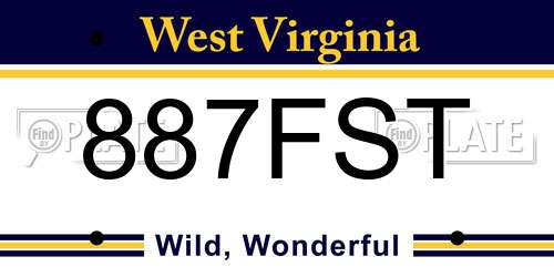 887FST West Virginia License Plate