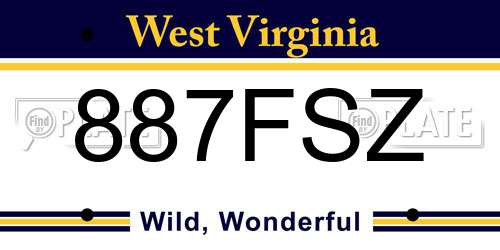 887FSZ West Virginia License Plate