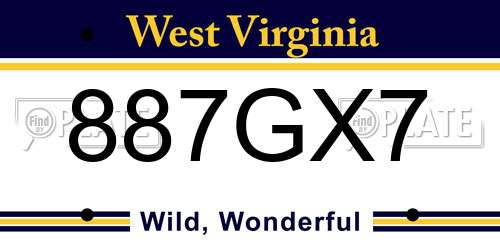 887GX7 West Virginia License Plate