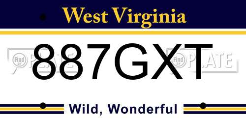 887GXT West Virginia License Plate
