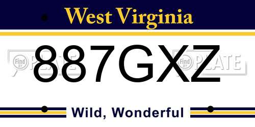 887GXZ West Virginia License Plate