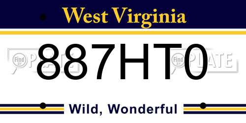 887HT0 West Virginia License Plate