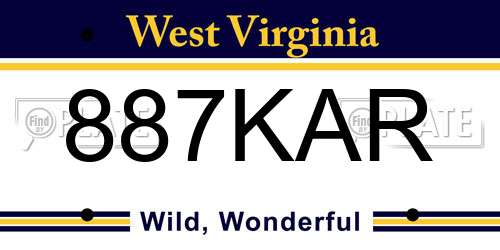 887KAR West Virginia License Plate