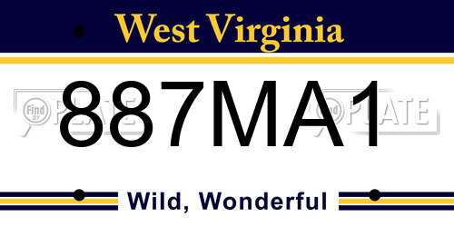 887MA1 West Virginia License Plate