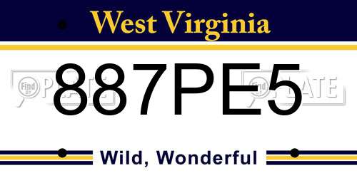 887PE5 West Virginia License Plate