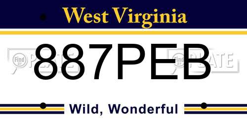 887PEB West Virginia License Plate