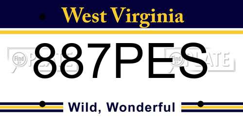 887PES West Virginia License Plate