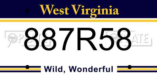887R58 West Virginia License Plate