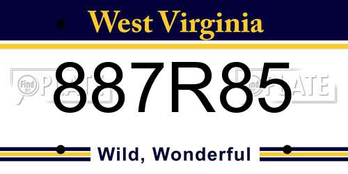 887R85 West Virginia License Plate
