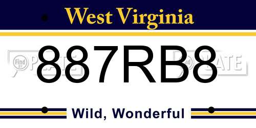 887RB8 West Virginia License Plate