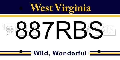 887RBS West Virginia License Plate