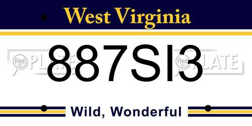 887SI3 West Virginia License Plate