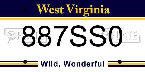 887SS0 West Virginia License Plate
