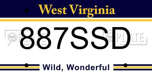 887SSD West Virginia License Plate