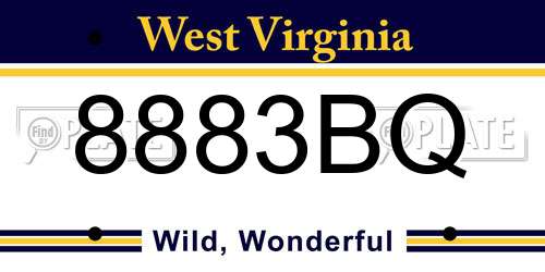 8883BQ West Virginia License Plate