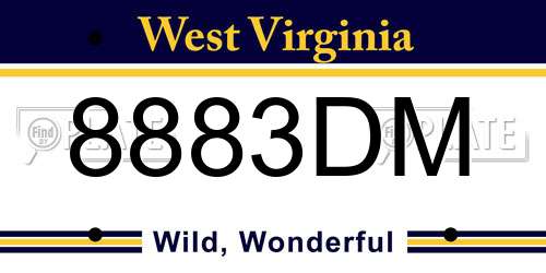 8883DM West Virginia License Plate