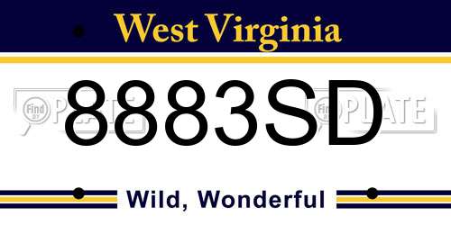 8883SD West Virginia License Plate