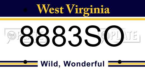 8883SO West Virginia License Plate