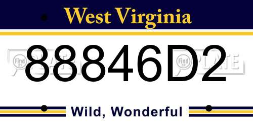 88846D2 West Virginia License Plate
