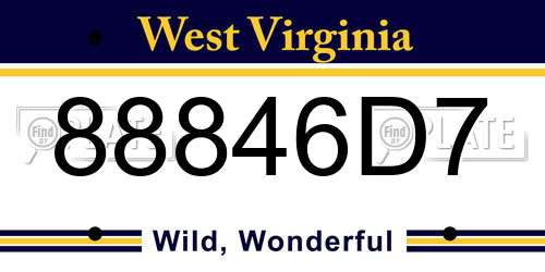 88846D7 West Virginia License Plate