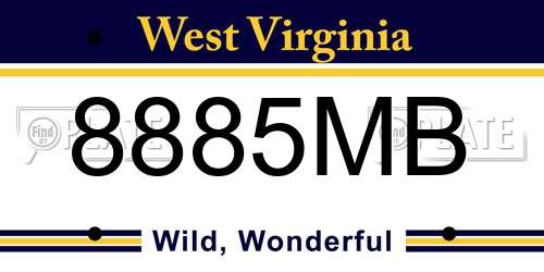 8885MB West Virginia License Plate