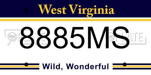 8885MS West Virginia License Plate