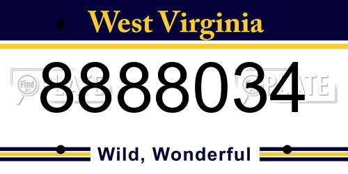 8888034 West Virginia License Plate