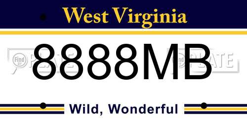 8888MB West Virginia License Plate