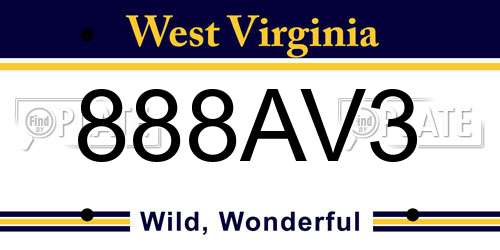 888AV3 West Virginia License Plate