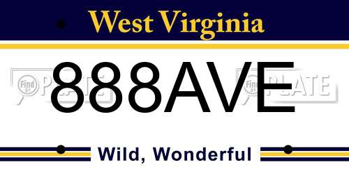 888AVE West Virginia License Plate