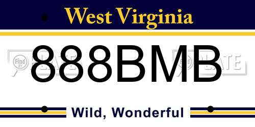 888BMB West Virginia License Plate