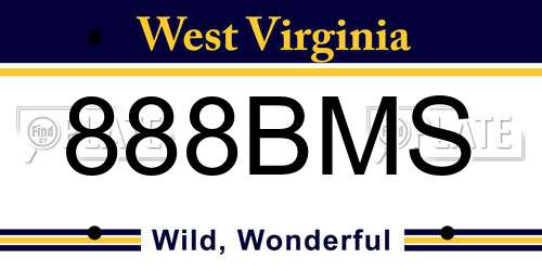 888BMS West Virginia License Plate