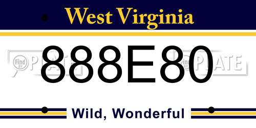 888E80 West Virginia License Plate