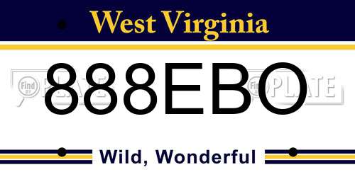 888EBO West Virginia License Plate