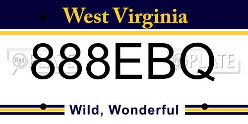 888EBQ West Virginia License Plate