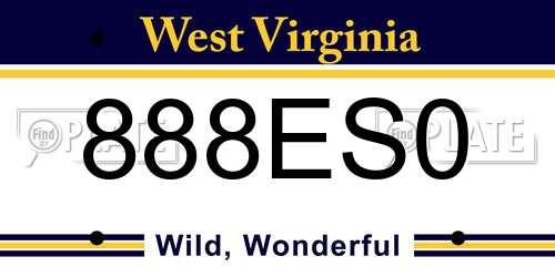 888ES0 West Virginia License Plate