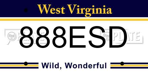 888ESD West Virginia License Plate