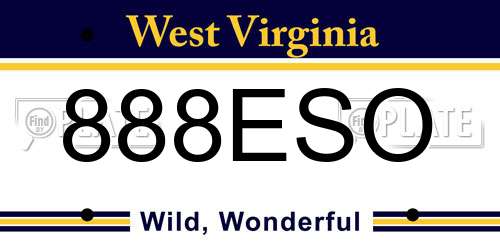 888ESO West Virginia License Plate