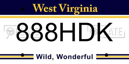 888HDK West Virginia License Plate