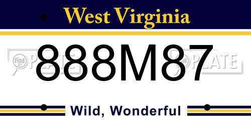 888M87 West Virginia License Plate