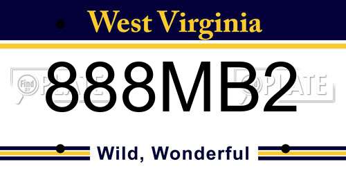 888MB2 West Virginia License Plate