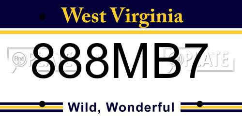 888MB7 West Virginia License Plate