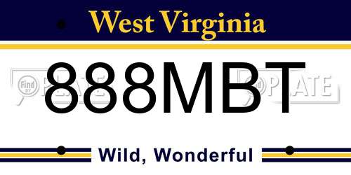 888MBT West Virginia License Plate
