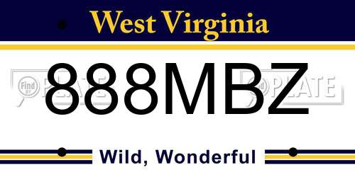 888MBZ West Virginia License Plate