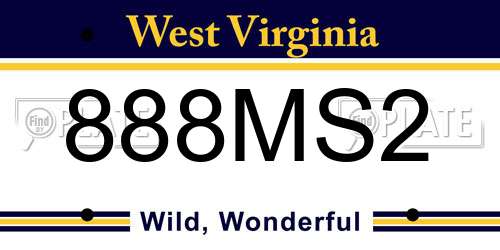 888MS2 West Virginia License Plate