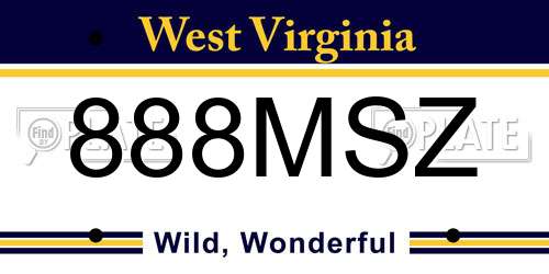 888MSZ West Virginia License Plate